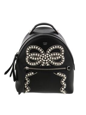 Fendi Black Pearl-Embellished Leather Mini Backpack Gorgeous